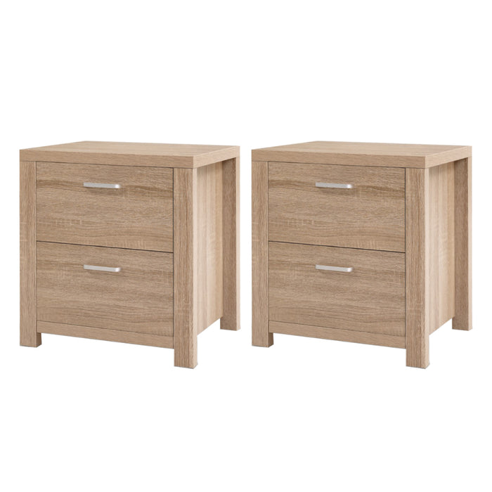 2X Bedside Table 2 Drawers Maxi Pine