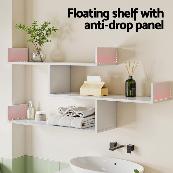 Floating Wall Shelf 3 Tier White