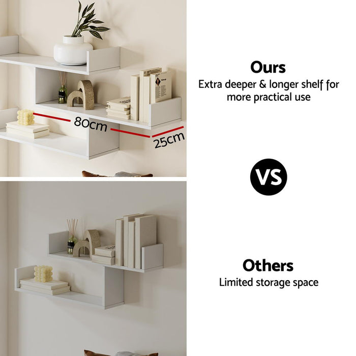 Floating Wall Shelf 3 Tier White