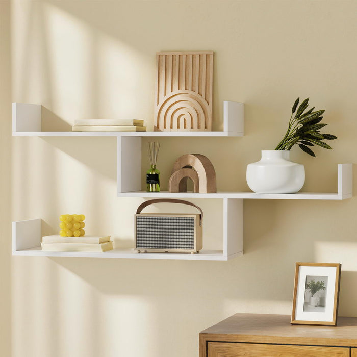 Floating Wall Shelf 3 Tier White