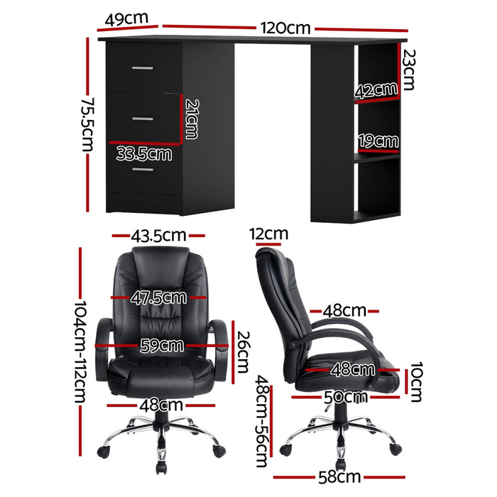 Leather High Back Executive Desk Chair Set