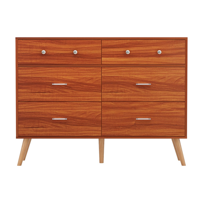 6 Chest Of Drawers Storage Cabinet Walnut