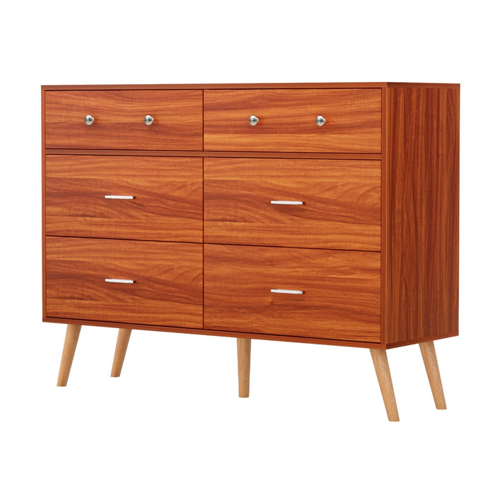 6 Chest Of Drawers Storage Cabinet Walnut
