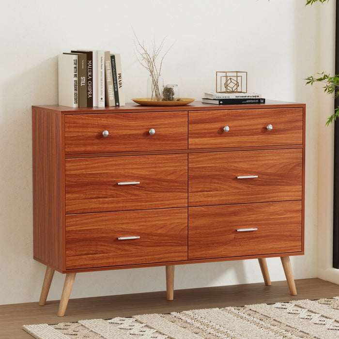 6 Chest Of Drawers Storage Cabinet Walnut