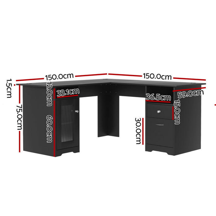 L Shaped Adjustable Corner Table With Storage