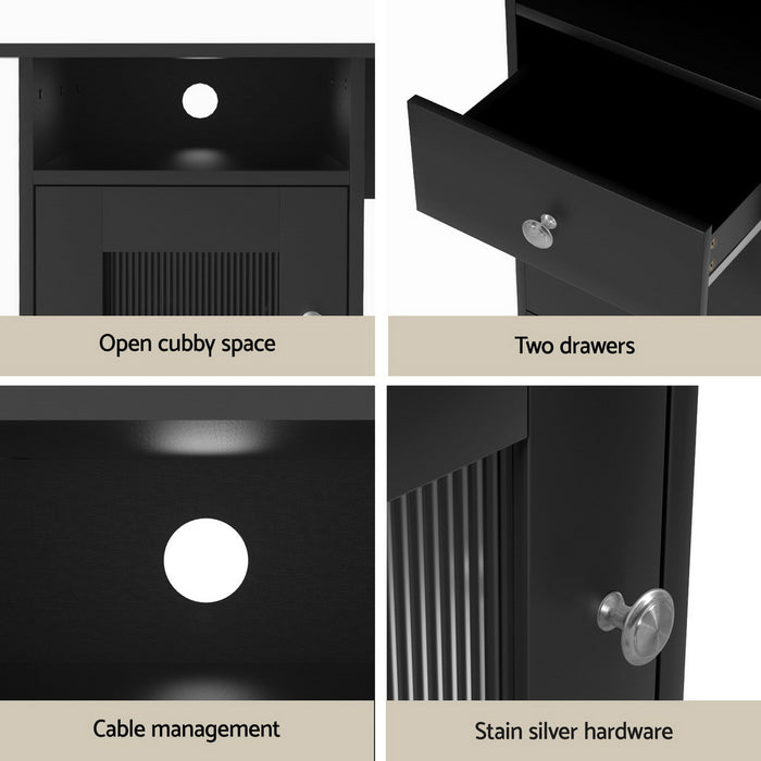 L Shaped Adjustable Corner Table With Storage