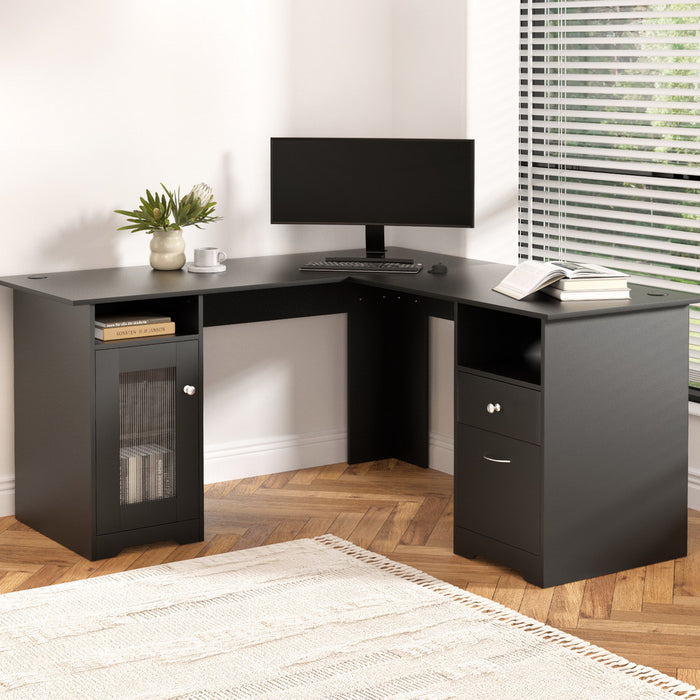 L Shaped Adjustable Corner Table With Storage