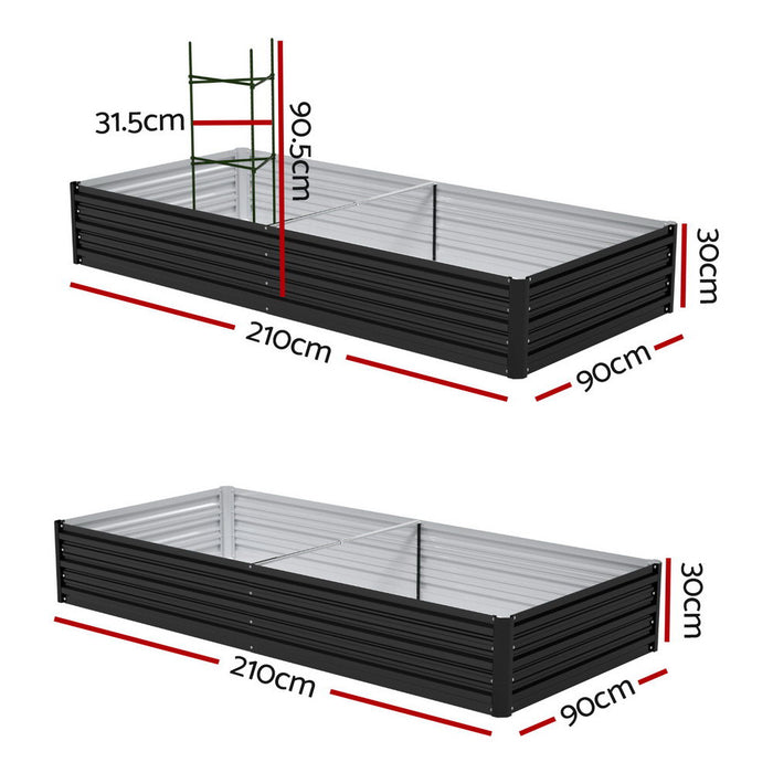 Raised Garden Bed 2 pcs 210X90cm Planter Box Container Galvanised Metal Outdoor