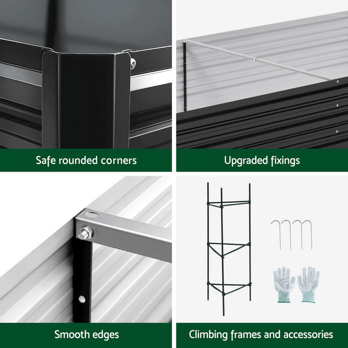Raised Garden Bed 2 pcs 210X90cm Planter Box Container Galvanised Metal Outdoor