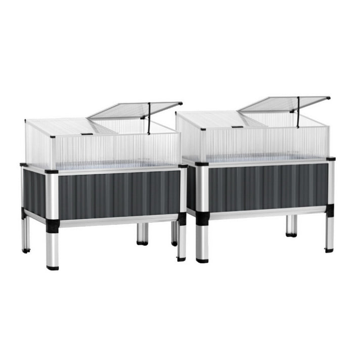 Raised Garden Bed X2 80X49X74cm Greenhouse Planter Box Galvanised Herb