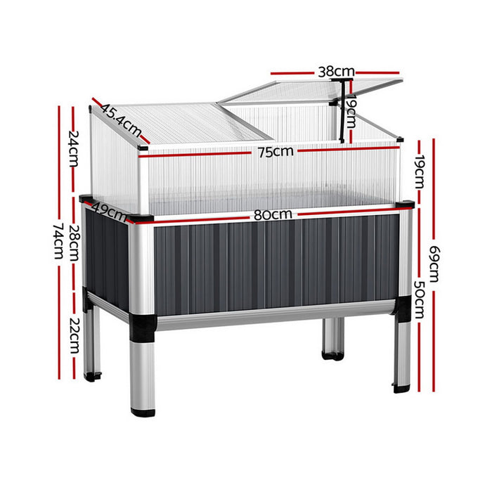 Raised Garden Bed X2 80X49X74cm Greenhouse Planter Box Galvanised Herb