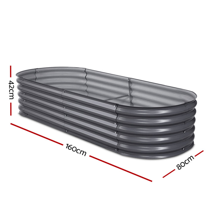 2 X Garden Bed 160X80X42Cm Oval Planter Box Raised Container Galvanised