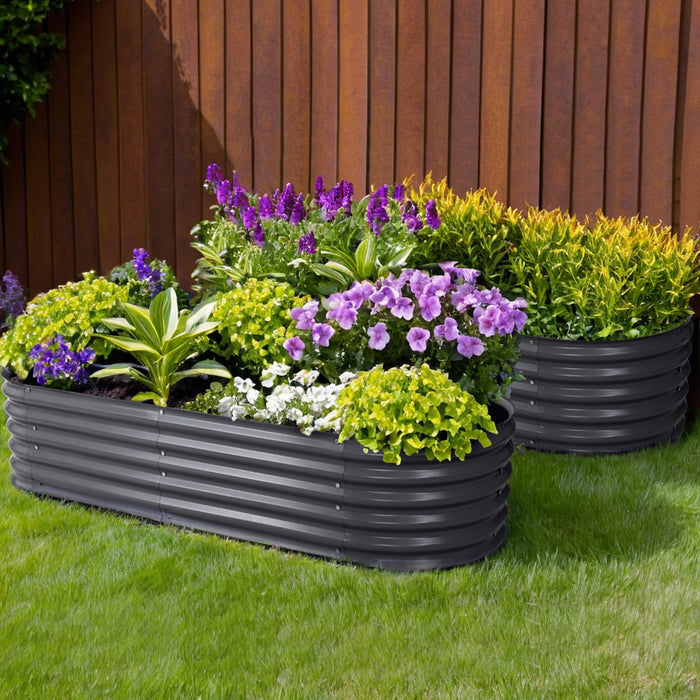 2 X Garden Bed 160X80X42Cm Oval Planter Box Raised Container Galvanised