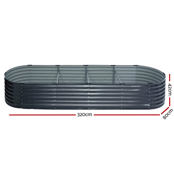 2 X Garden Bed 320X80X42Cm Oval Planter Box Raised Container Galvanised