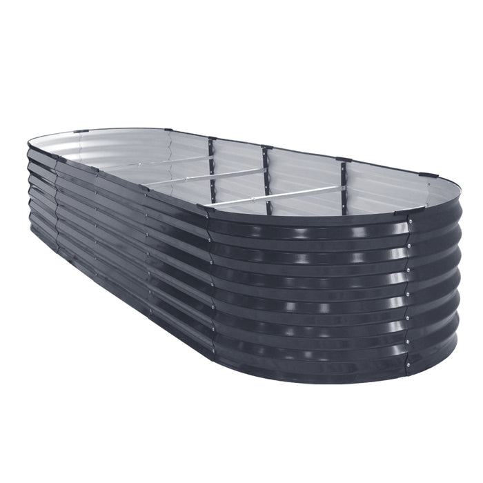 2 X Garden Bed 320X80X42Cm Oval Planter Box Raised Container Galvanised