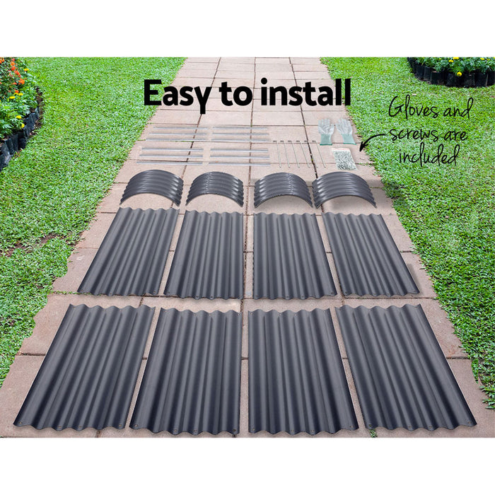 2 X Garden Bed 320X80X42Cm Oval Planter Box Raised Container Galvanised