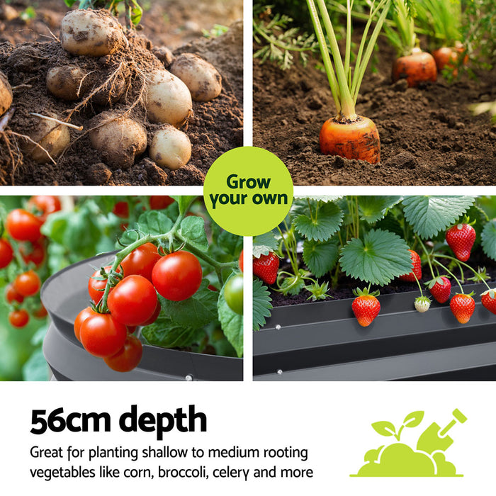 2 X Raised Garden Bed Kit Planter Oval Galvanised Steel 240Cmx80Cmx56Cm