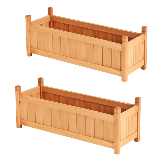 2 X Garden Bed 90X30X33Cm Wooden Planter Box Raised Container Growing