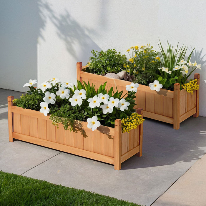 2 X Garden Bed 90X30X33Cm Wooden Planter Box Raised Container Growing