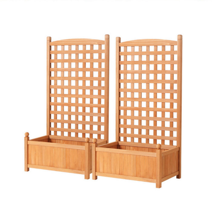 2X Garden Bed Wooden 64X35X115cm Planter Raised Box Container Trellis