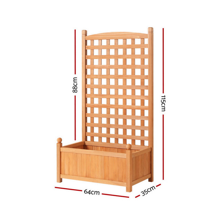 2X Garden Bed Wooden 64X35X115cm Planter Raised Box Container Trellis