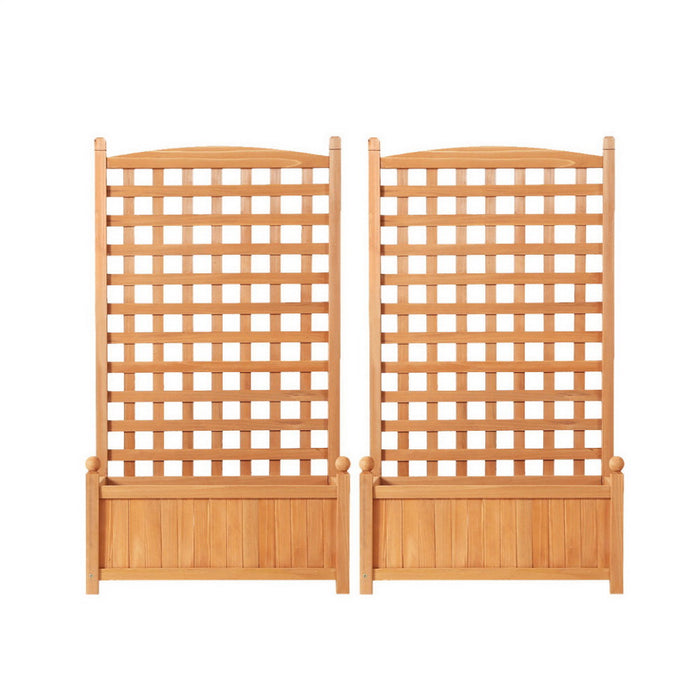 2X Garden Bed Wooden 64X35X115cm Planter Raised Box Container Trellis