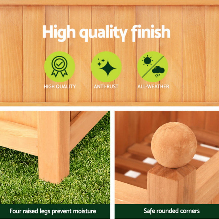 2X Garden Bed Wooden 64X35X115cm Planter Raised Box Container Trellis