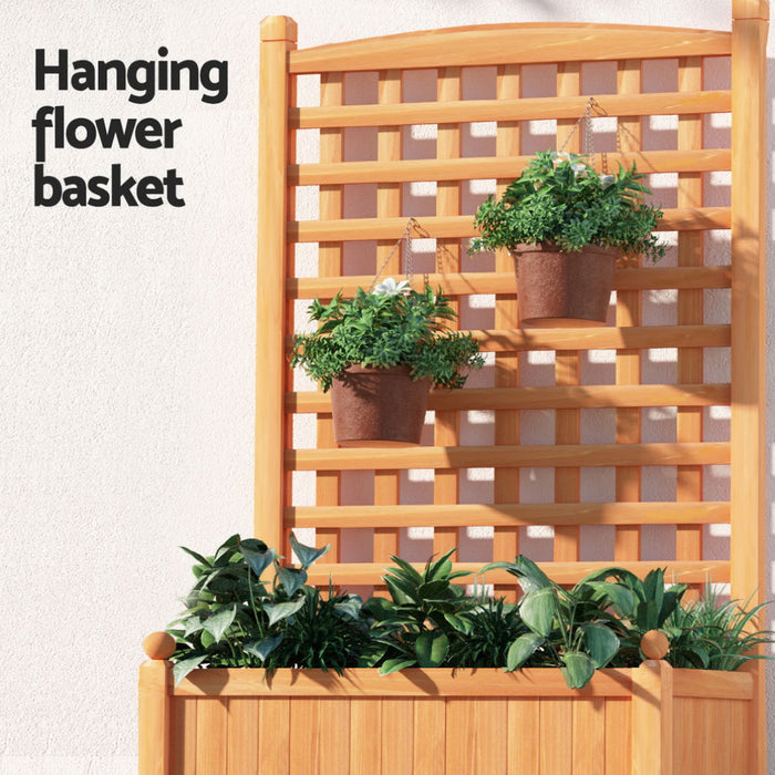 2X Garden Bed Wooden 64X35X115cm Planter Raised Box Container Trellis