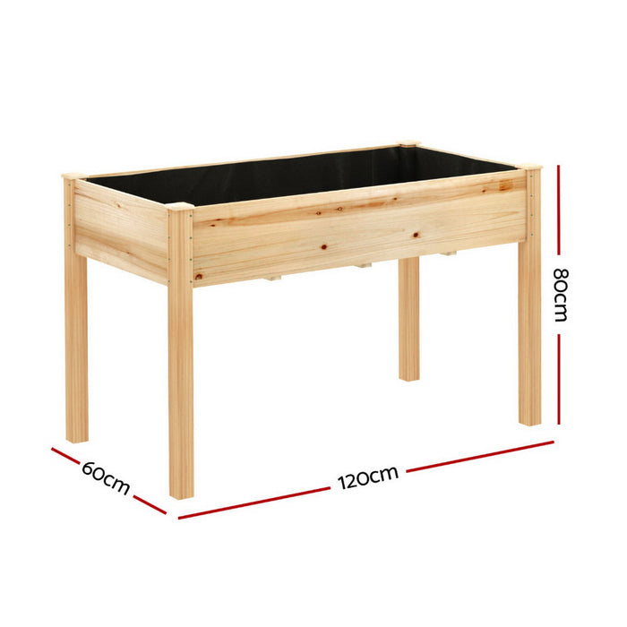 Raised Garden Bed 2X Elevated 120X60X80cm Wooden Planter Box Container