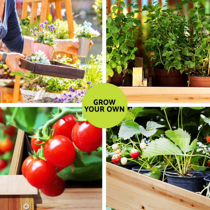 Raised Garden Bed 2X Elevated 120X60X80cm Wooden Planter Box Container