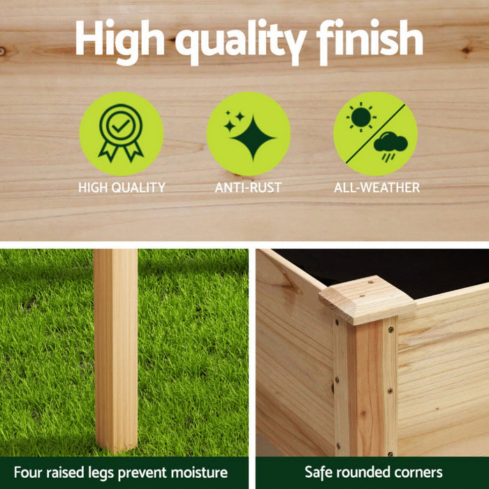 Raised Garden Bed 2X Elevated 120X60X80cm Wooden Planter Box Container