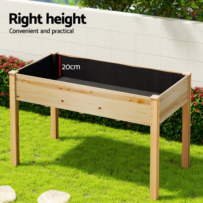 Raised Garden Bed 2X Elevated 120X60X80cm Wooden Planter Box Container