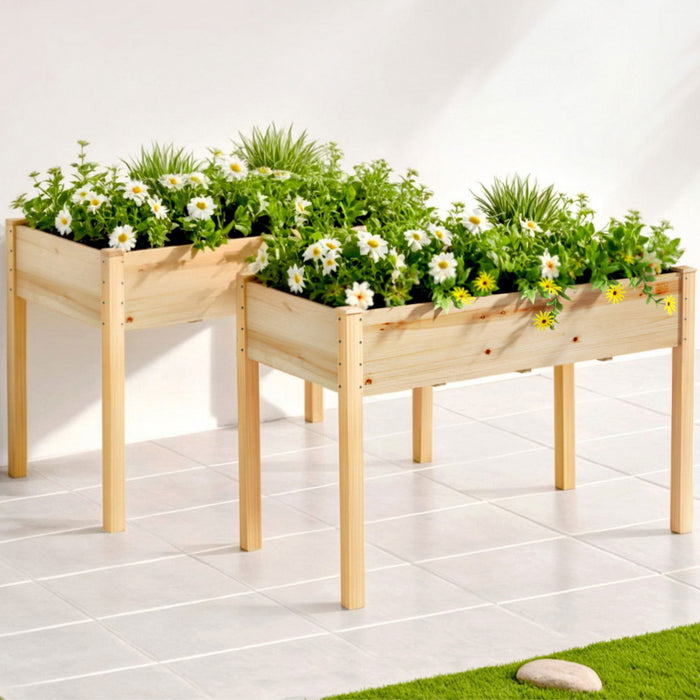 Raised Garden Bed 2X Elevated 120X60X80cm Wooden Planter Box Container