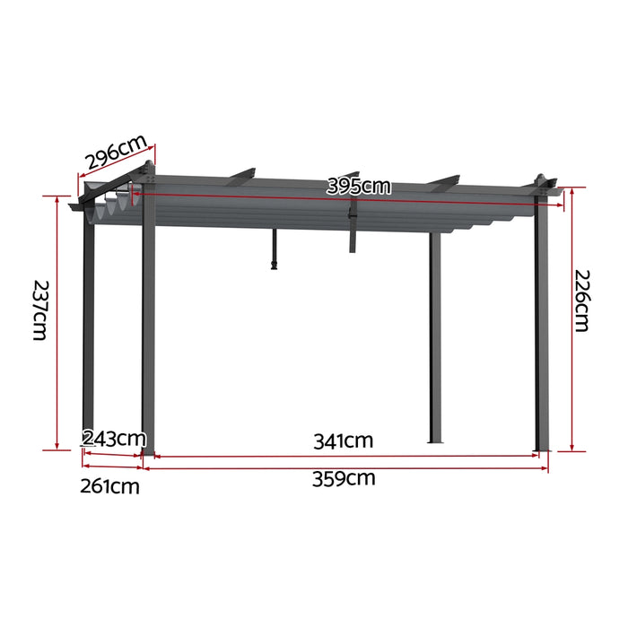 Gazebo Outdoor Garden Pergola Aluminium Frame Adjustable Canopy 3X4M Grey