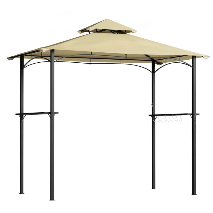 Gazebo Outdoor Patio Marquee Bbq Grill Shelter Garden Shade Hooks Beige