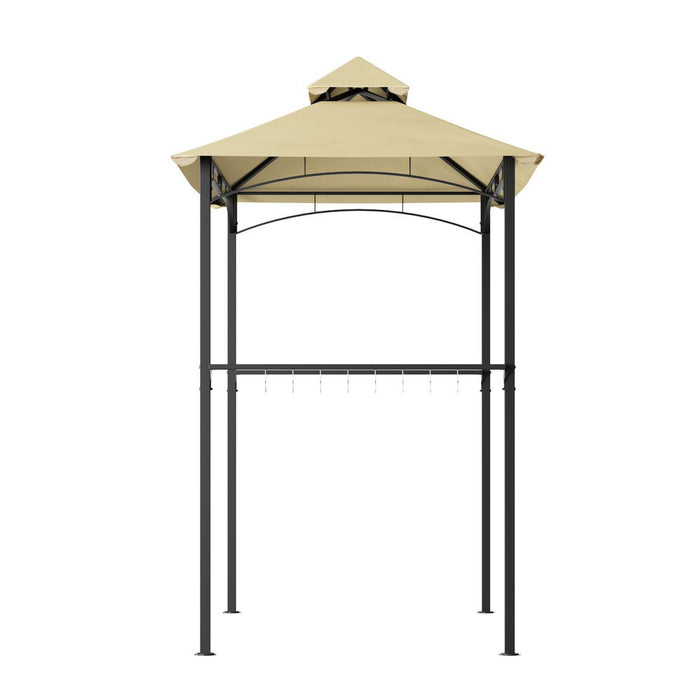 Gazebo Outdoor Patio Marquee Bbq Grill Shelter Garden Shade Hooks Beige