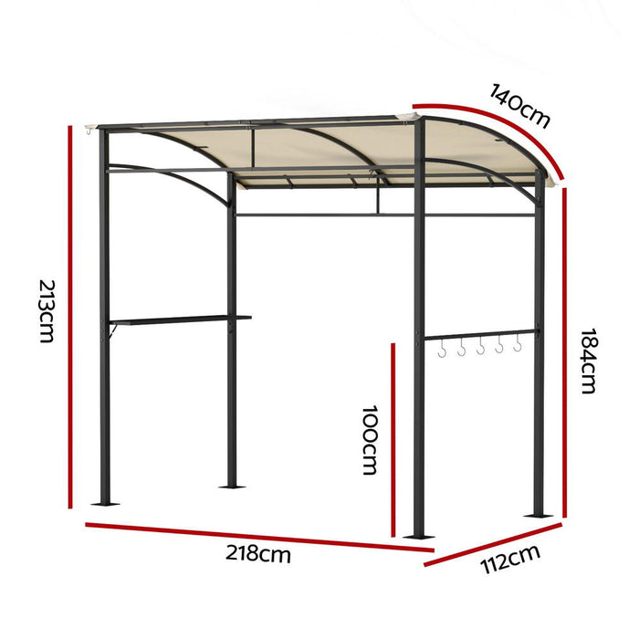 Gazebo Outdoor Bbq Grill Patio Garden Marquee Shade Shelter Shelf Hooks Beige