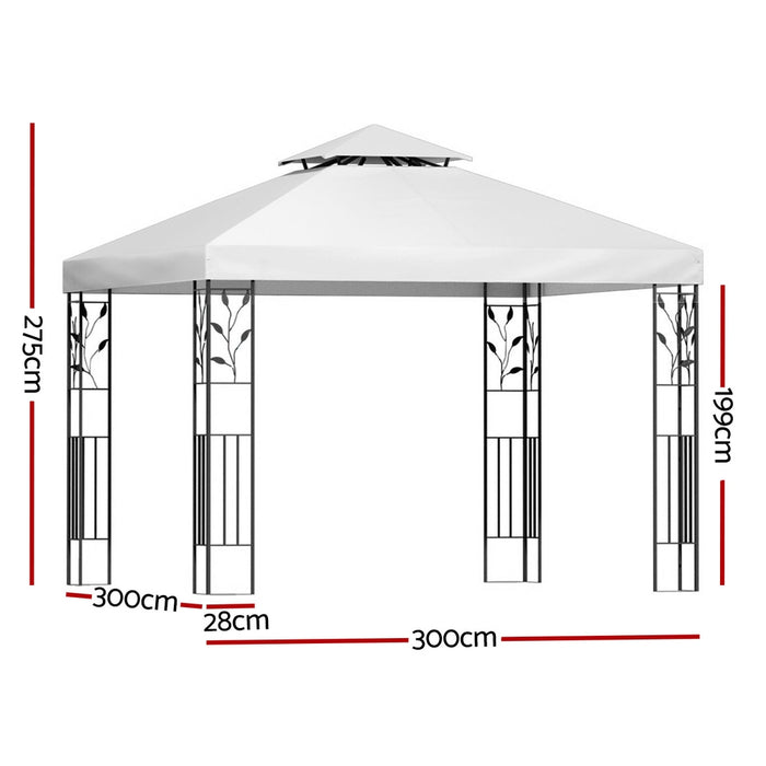 Gazebo 3X3M Marquee Outdoor Wedding Party Event Tent Home Iron Art Shade White