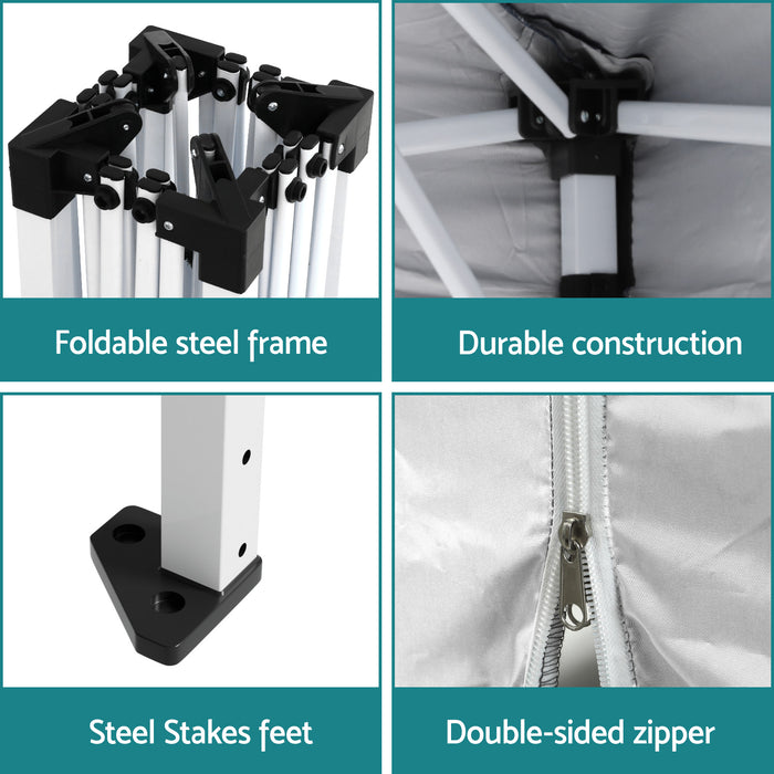 Gazebo 3X3 Pop Up Marquee Folding Tent Wedding Gazebos Camping Outdoor Canopy White