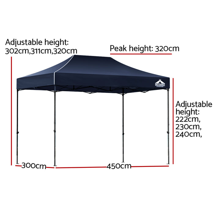 Gazebo Pop Up Marquee 3X4.5M Folding Tent Wedding Outdoor Camping Canopy Gazebos Shade Navy