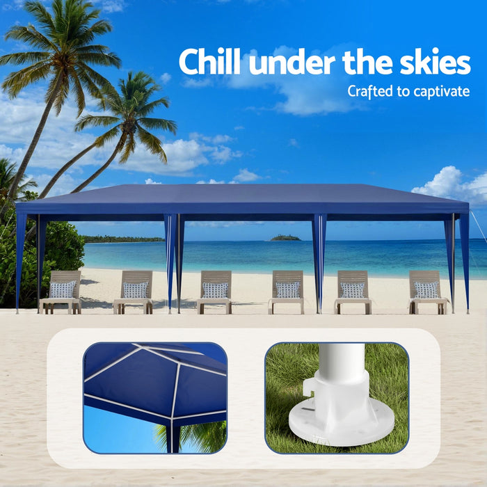 Gazebo 3X9M Wedding Party Marquee Tent Outdoor Event Camping Shade Blue