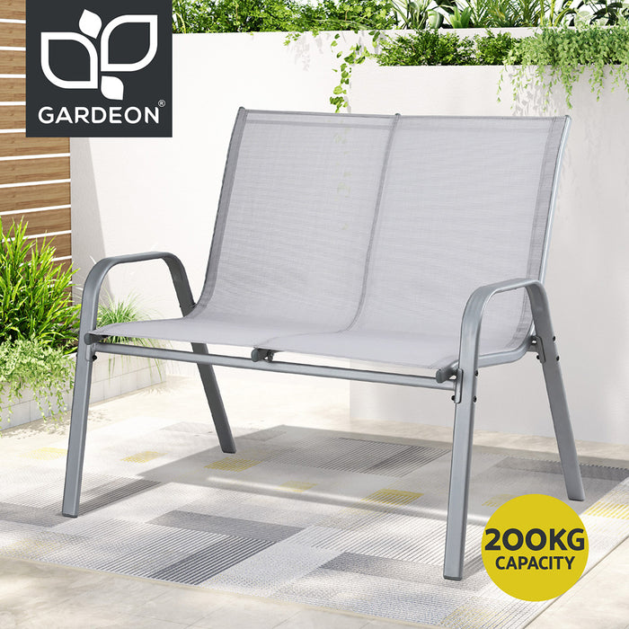 Garden Bench Seat Steel Outdoor Patio Park Lounge Backyard Chair Grey