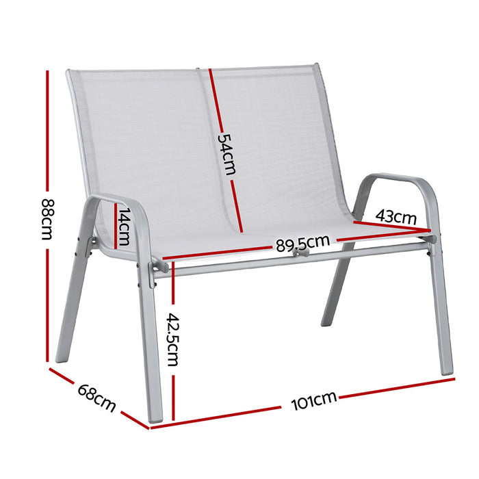 Garden Bench Seat Steel Outdoor Patio Park Lounge Backyard Chair Grey