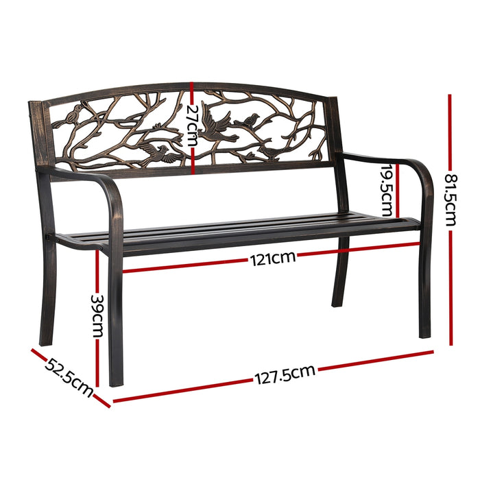 Outdoor Bench Seat Garden Steel Outdoor Furniture 3 Seater Park Bronze