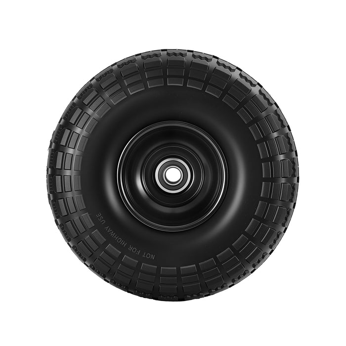2pcs 4.10/3.50-4 Tire And Wheel Flat Free 26cm Solid Rubber Tires With 5/8 Axle Bore Hole And Double Sealed Bearings Perfect For Wheelbarrow Garden Cart Wagon Dolly