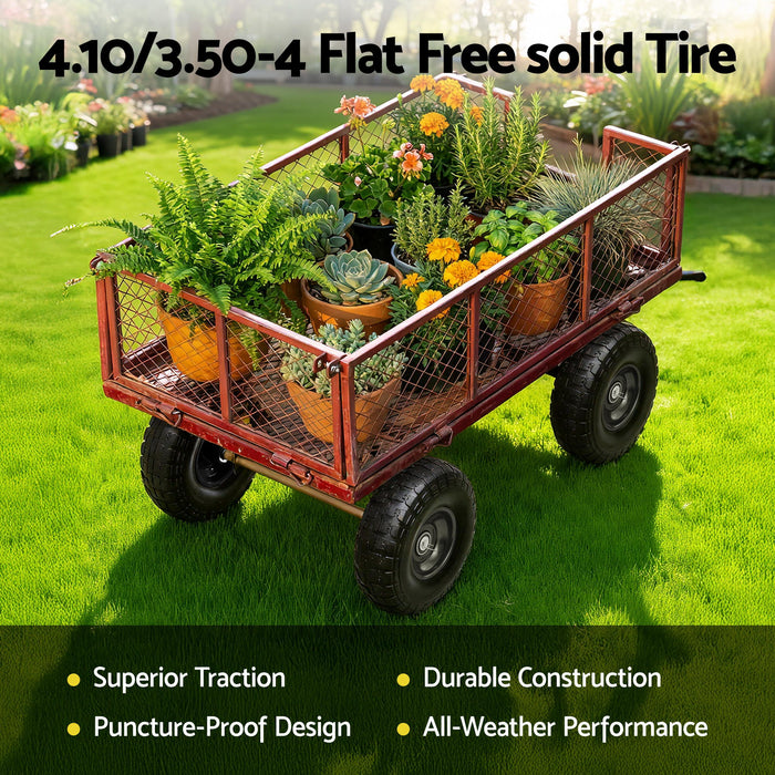 2pcs 4.10/3.50-4 Tire And Wheel Flat Free 26cm Solid Rubber Tires With 5/8 Axle Bore Hole And Double Sealed Bearings Perfect For Wheelbarrow Garden Cart Wagon Dolly