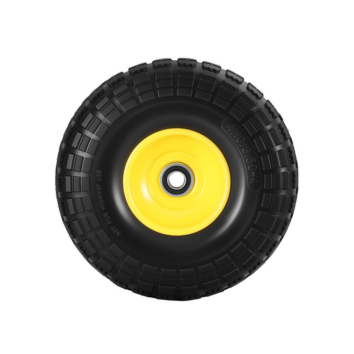 2pcs 4.10/3.50-4 Tire And Wheel Flat Free 26cm Solid Rubber Tires With 5/8 Axle Bore Hole And Double Sealed Bearings Perfect For Wheelbarrow Garden Cart Wagon Dolly