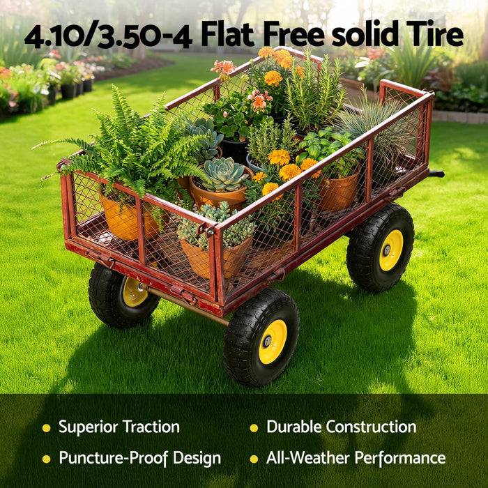 2pcs 4.10/3.50-4 Tire And Wheel Flat Free 26cm Solid Rubber Tires With 5/8 Axle Bore Hole And Double Sealed Bearings Perfect For Wheelbarrow Garden Cart Wagon Dolly