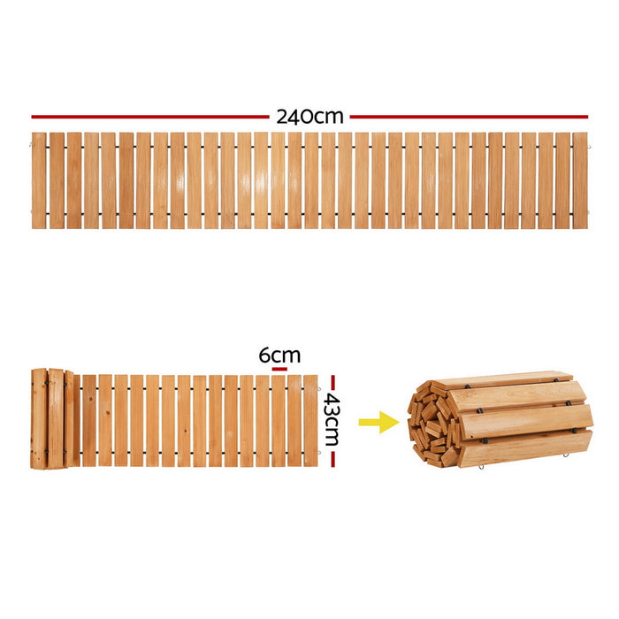8Ft Wooden Garden Pathway Roll-Out Straight Walkway Outdoor Backyard Brown