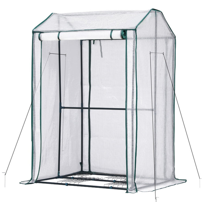 Mini Greenhouse Pe Cover Green House Roll-Up Zippered Door 1.0X0.8X1.5M